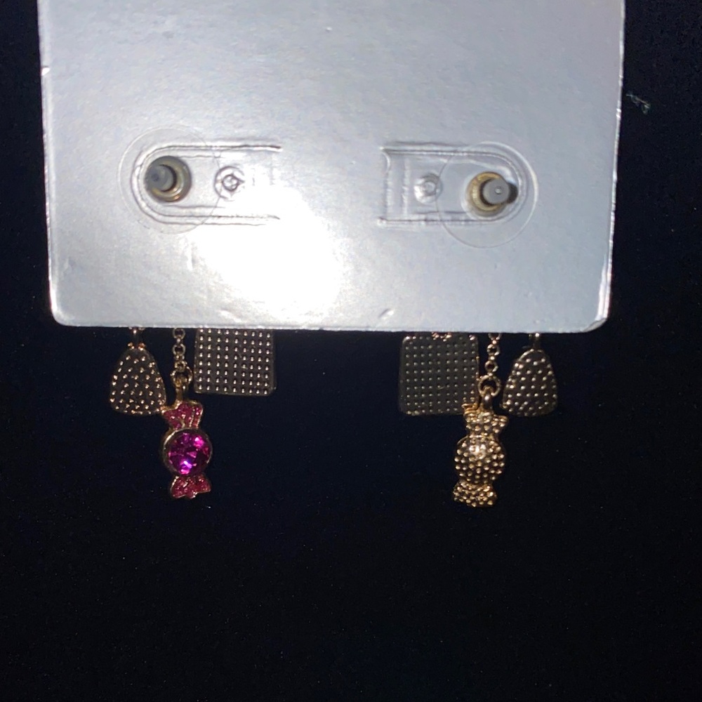 SUGARFIX by BaubleBar Halloween Sparkly Pumpkin Earrings NWT Pink Green - Picture 3 of 3